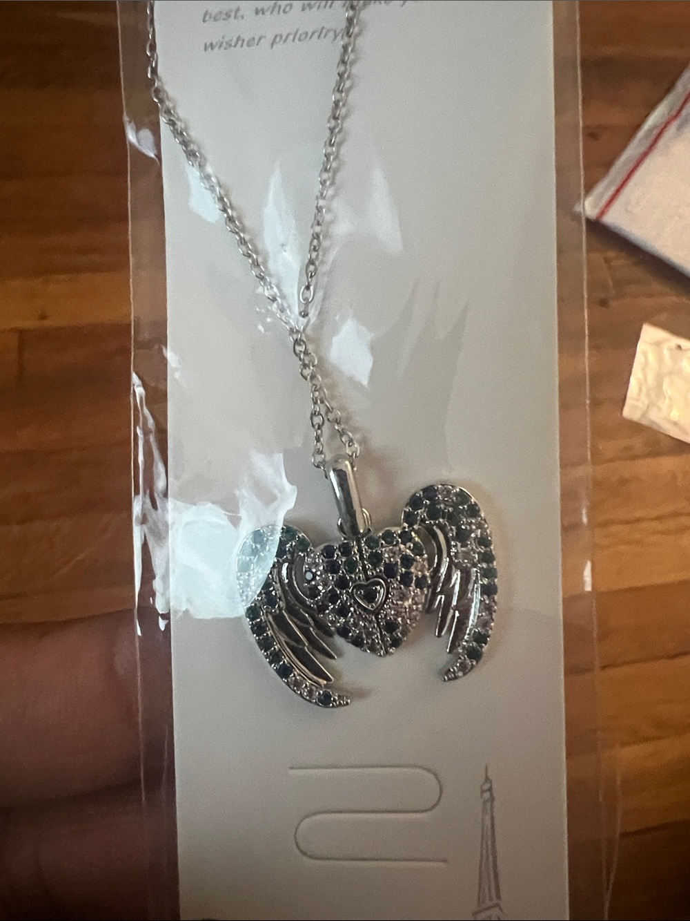 Silver Heart with Wings Pendant Necklace - Sparkling Silver Tone